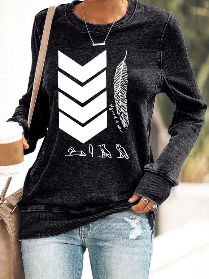Women's Vintage Printed Round Neck Casual Sweatshirt