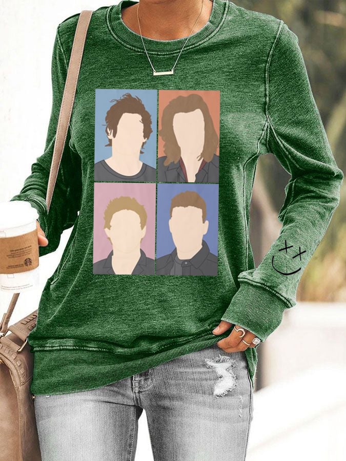 Women's Hot Character Printed Round Neck Sweatshirt