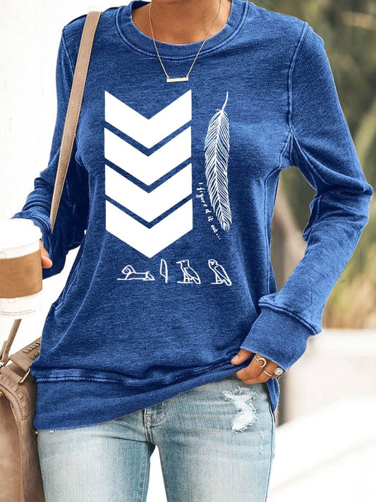 Women's Vintage Printed Round Neck Casual Sweatshirt