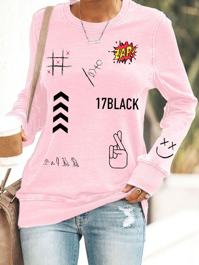 Women's Hot Character Printed Round Neck Sweatshirt