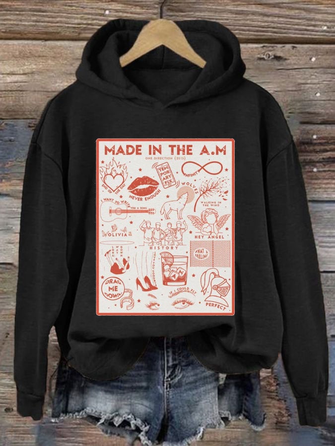 Women's One Direction Album Print Casual Hoodie