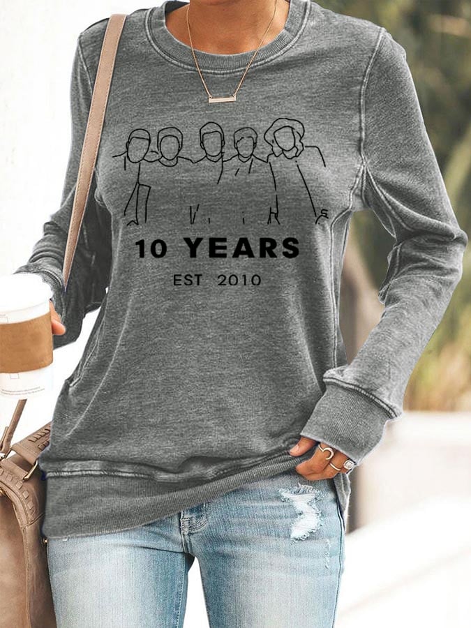 Women's 1D Print Round Neck Casual Sweatshirt