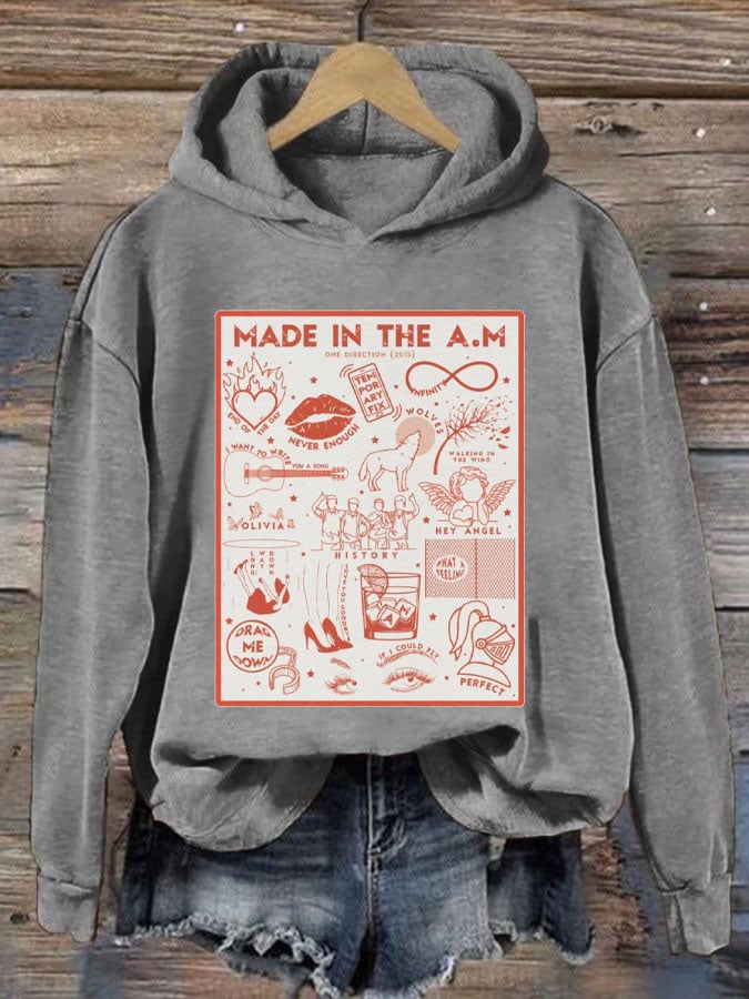 Women's One Direction Album Print Casual Hoodie