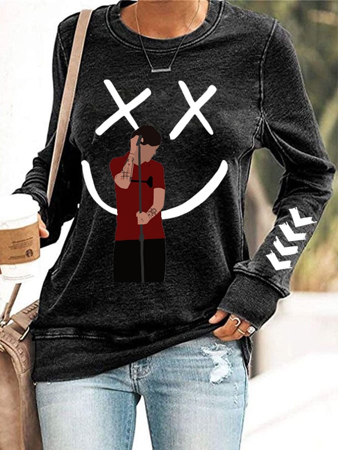 Women's Hot Character Printed Round Neck Sweatshirt