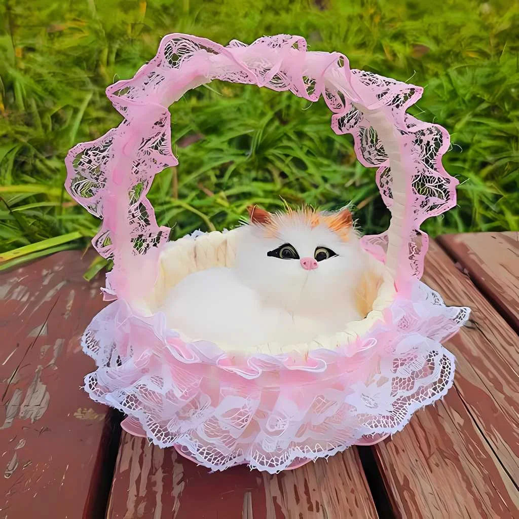 Cute Cat Soft Toy with Sound and Light Basket