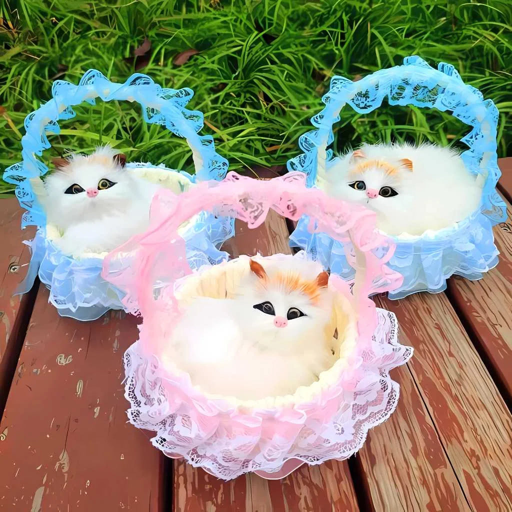 Cute Cat Soft Toy with Sound and Light Basket