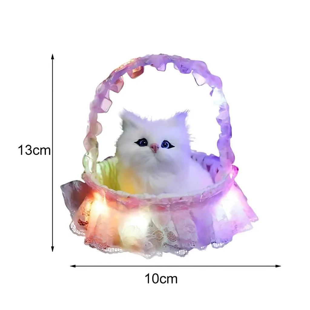 Cute Cat Soft Toy with Sound and Light Basket