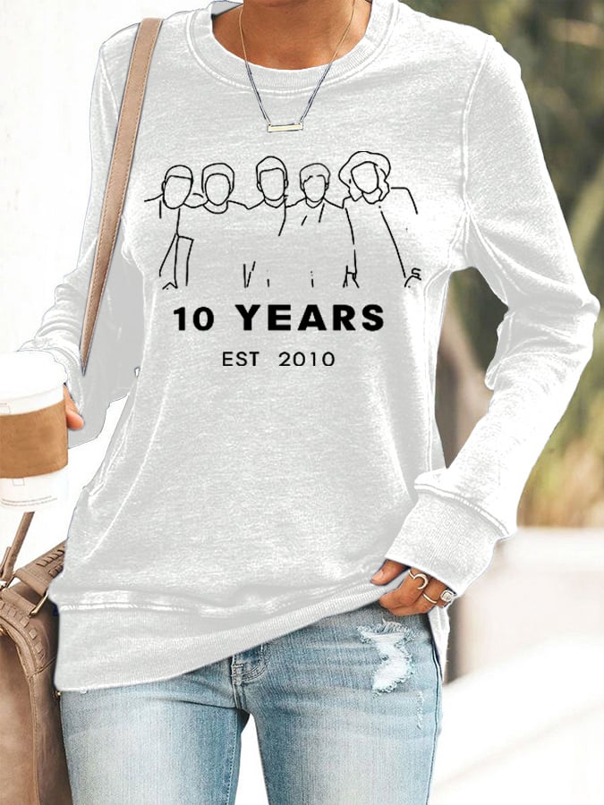 Women's 1D Print Round Neck Casual Sweatshirt