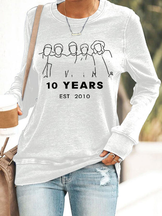 Women's 1D Print Round Neck Casual Sweatshirt
