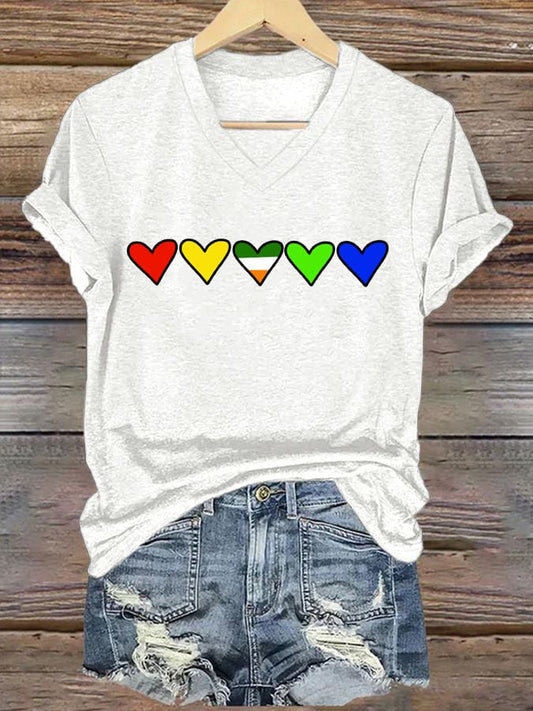 Women'S Casual V-Neck Printed T-Shirt
